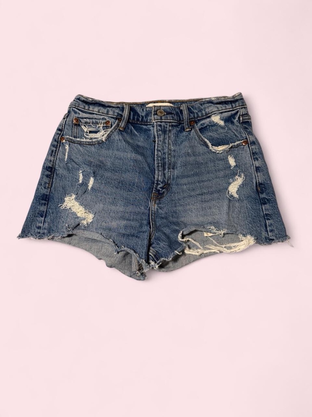 Abercrombie & Fitch Distressed Denim Cutoff Shorts - Blue the mom short